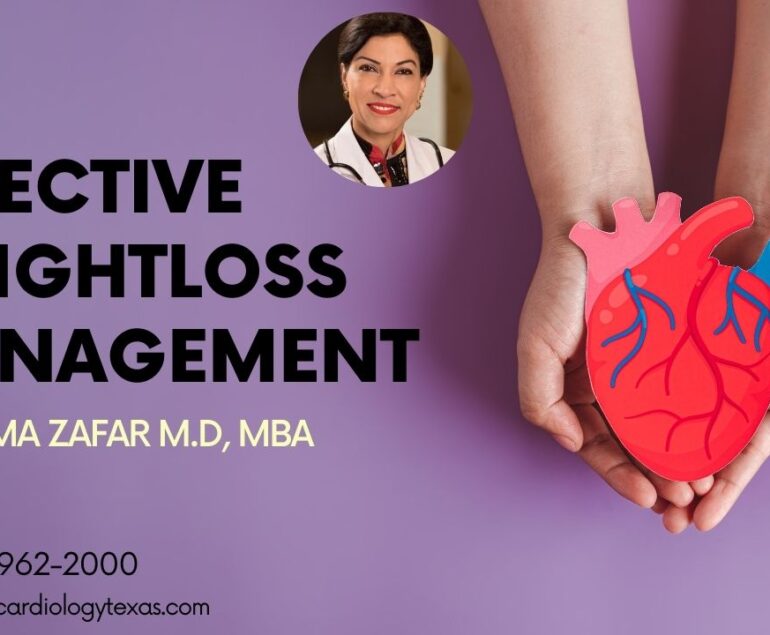 a woman holding a heart in her hands with the caption effective weight loss management